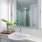 a bathroom with a large mirror