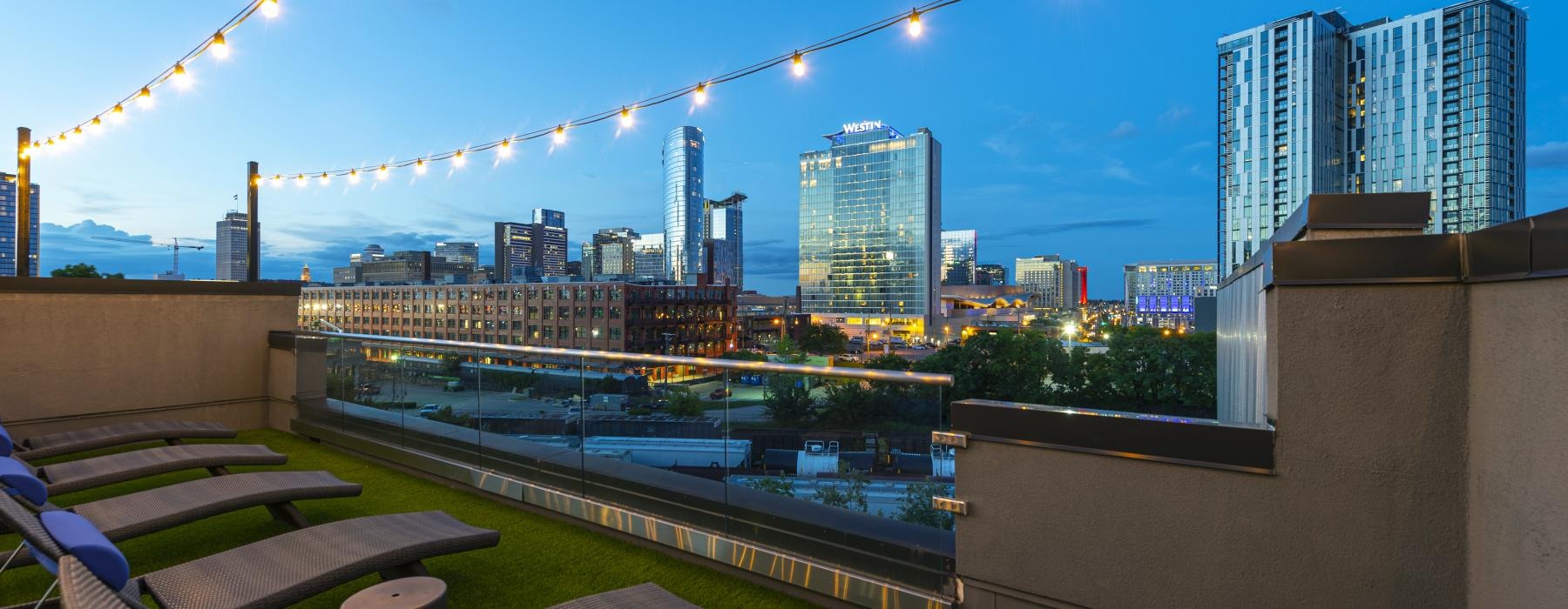 a deck overlooking a city